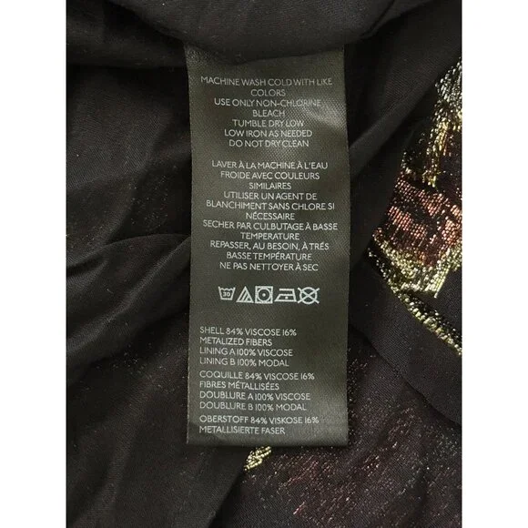 Anthropologie Maeve Metallic Floral Swing Dress Halter Evening Cocktail Size S N - Picture 8 of 8